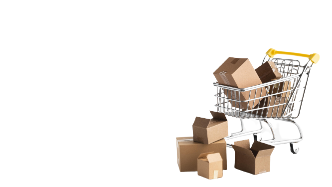 Caja de compra o carrito de compras en línea